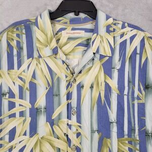 Tommy Bahama Hawaiian Shirt Mens 2XL Blue‎ Multi-Colored Floral 100% Silk